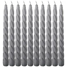 Набор свечей из 10 штук крученые лакированный серый высота 23 см - Adpal