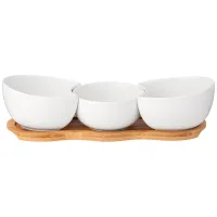 Набор салатников Native 3 штуки 250 мл на деревянной подставке 29*9*1,2 см – Lefard