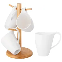 Набор кружек Native на дер. подставке 4 штуки 380 мл 13*8,5*10,5 см – Lefard