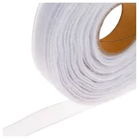 Лента капроновая с блестящим ворсом по краю, белая, ширина 1.5 см, длина 45 м