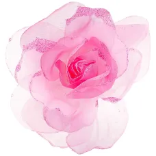 Большая шифоновая роза с блестками розового цвета