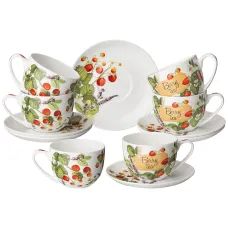 Фарфоровый чайный набор на 6 персон 12 предметов fruit basket 330 мл - Lefard