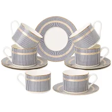 Фарфоровый чайный набор на 6 персон 12 предметов breeze 250 мл - Lefard
