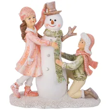 Статуэтка дети со снеговиком 14,5х6,5х16 см - Lefard