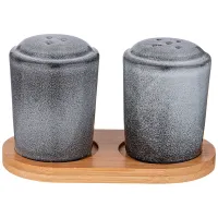 Набор для специй Graphite 2 предмета на деревянной подставке 13,2 × 7 × 8 см – Lefard