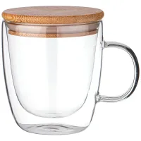 Кружка с двойными стенками DOUBLE-WALL 410 мл с бамбуковой крышкой - Agness
