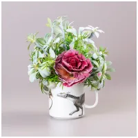 Цветочная композиция в кружке Волшебный Дракон, ширина 21 см, высота 23 см