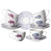 Фарфоровый чайный набор на 6 персон, 12 предметов, 280 мл – Lefard