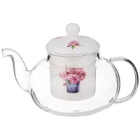 Стеклянный заварочный чайник с фарфоровым ситом 650 мл – Lefard