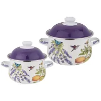 Набор кастрюль эмалированных серия Прованс Лимоны 4 предмета 1,5 л и 2,8 л, 16х10 см, 20х12 см - Agness