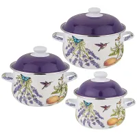 Набор кастрюль эмалированных серия Прованс Лимоны 6 предметов 1,5 л/2,8 л/3,6 л, 16х10/20х12/22х13 см – Agness