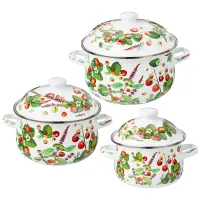 Набор кастрюль эмалированных серия Фруктовая корзина 6 предметов 1.5/2.8/3.6 л, 16х10/20х12/22х13 см – Agness