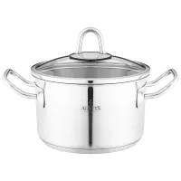 Кастрюля высококачественная нержавеющая сталь 16x10 см 1,8 л со стеклянной крышкой – Agness