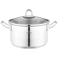 Кастрюля высококачественная нержавеющая сталь 22x12 см 4,2 л со стеклянной крышкой – Agness