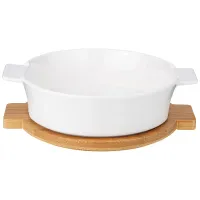 Салатник с ручками Native на деревянной подставке 21,9*18,1*6,2 см – Lefard