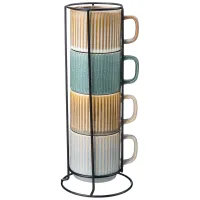 Набор кружек из 4 штук 270 мл на металлической подставке - Lefard