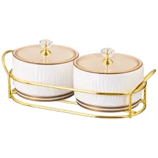 Набор банок Herbal с пластиковой крышкой 2 шт. 230 мл на металлической подставке - Lefard