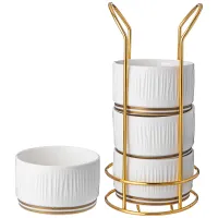 Набор салатников Herbal на металлической подставке, 4 штуки, 9*5 см, 230 мл – Lefard