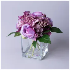 Букет искусственных цветов в квадратной вазе высота= 16см - Lefard