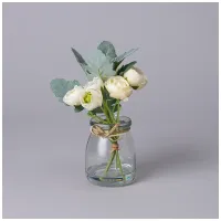 Букет искусственных цветов в круглой вазе, высота 16 см – Lefard