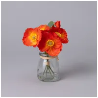 Букет искусственных цветов в круглой вазе, высота 16 см – Lefard