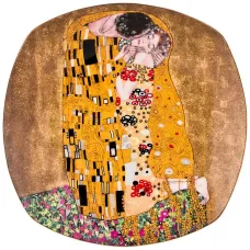 Тарелка квадратная поцелуй (г. климт) 26 см золотой - Lefard