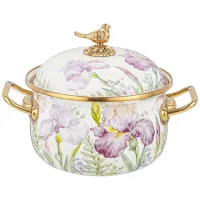 Кастрюля эмалированная с крышкой, серия Irises, 2,1 л, диа. 16 см подходит для инд. плит – Agness