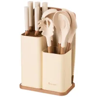 Набор из 12 предметов: 5 ножей, доска, подставка, половник, ложка, лопатка, шумовка – Agness