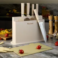 Набор из 10 предметов: 5 ножей, 4 доски и подставка Agness