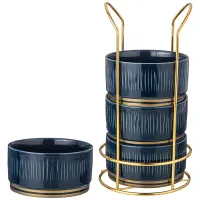 Набор салатников на металлической подставке 4 штуки 11.5 х 6 см 450 мл синий – Lefard