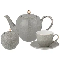 Фарфоровый чайный сервиз на 6 персон, 14 предметов, Grain мятный – Lefard