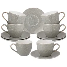 Фарфоровый чайный набор на 6 персон 12 предметов 220 мл мятный - Lefard