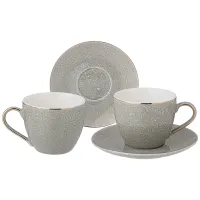 Фарфоровый чайный набор на 2 персоны, 4 предмета, Grain, 220 мл, мятный – Lefard