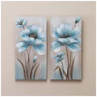 Комплект из 2-х картин Голубой цветок 30х60х2.5 см (каждая) – Bronco