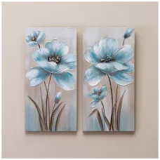 Комплект из 2-х картин голубой цветок 30х60х2,5 см (каждая) - Bronco