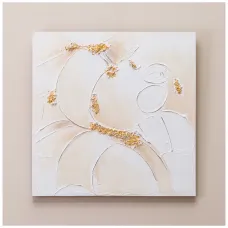 Картина абстракция золото на белом 60х60х3 см - Bronco