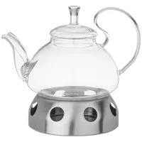 Стеклянный заварочный чайник с фильтром из нержавеющей стали и подставкой для подогрева 800 мл – Agness