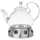 Стеклянный заварочный чайник с фильтром из нжс и подставкой для подогрева 800 мл - Agness