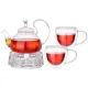 Стеклянный чайный набор чайник 600 мл на подставке и 2 кружки 250 мл - Agness
