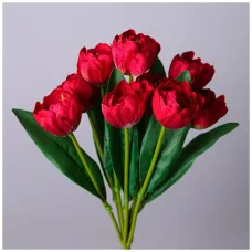 Букет искусственный из 9 тюльпанов длина=43см, цвет красный - Lefard