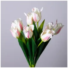 Букет искусственный из 9 тюльпанов длина=39см, цвет кремово-розовый - Lefard