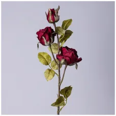 Цветок искусственный роза длина=80см, цвет бургунди - Lefard