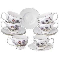 Фарфоровый чайный набор на 6 персон, 12 предметов, BOUQUET, 280 мл – Lefard