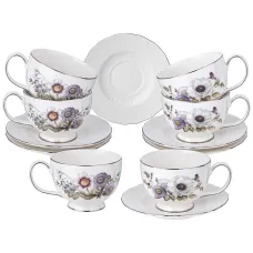 Фарфоровый чайный набор на 6 персон 12 предметов bouquet 280 мл - Lefard
