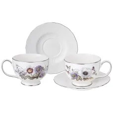 Фарфоровый чайный набор на 2 персоны 4 предмета bouquet 280 мл - Lefard