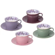 Фарфоровый кофейный набор на 4 персоны 8 предметов lilac 180 мл - Lefard