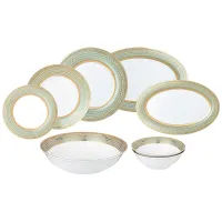 Столовый сервиз на 6 персон, 23 предмета, Золотая сетка мятный – Lefard