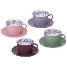 Фарфоровый чайный набор на 4 персоны 8 предметов lilac 250 мл - Lefard