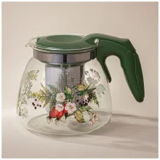 Стеклянный заварочный чайник с фильтром шиповник 900 мл - Agness