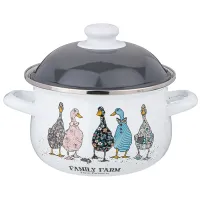 Кастрюля эмалированная с эмалированной крышкой серия Family farm, 2 л, 18*11 см - Agness